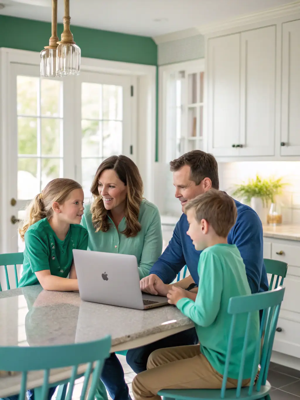 A family participating in a workshop on digital safety and responsible technology use, led by a Digital Ethics School instructor, emphasizing the program's holistic approach.